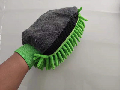 Αδιάβροχο πλυντήριο αυτοκινήτων Microfiber Chenille Gloves Thick Car Cleaning Mitt Wax Detailing Brush Auto Care Γάντι διπλής όψης