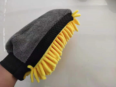 Αδιάβροχο πλυντήριο αυτοκινήτων Microfiber Chenille Gloves Thick Car Cleaning Mitt Wax Detailing Brush Auto Care Γάντι διπλής όψης