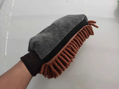 Αδιάβροχο πλυντήριο αυτοκινήτων Microfiber Chenille Gloves Thick Car Cleaning Mitt Wax Detailing Brush Auto Care Γάντι διπλής όψης