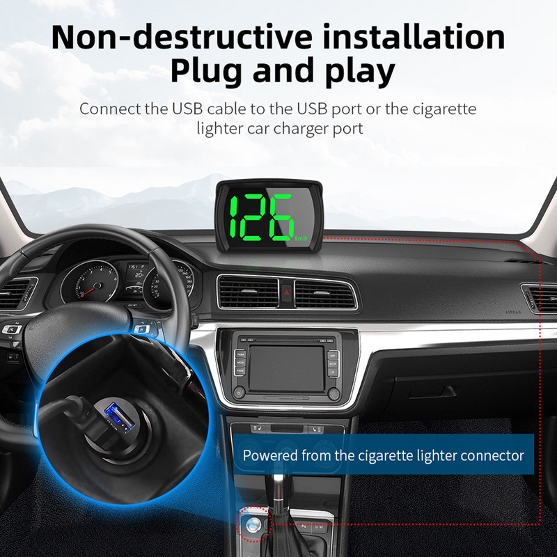 Universal Car GPS HUD 5V USB Head-Up Display Vitezometru digital Plug and Play Font mare KMH/MPH Accesorii auto pentru toate mașinile