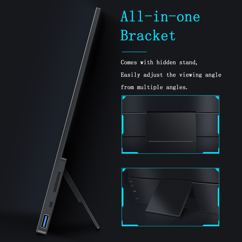 Monitor portabil 2K de 15,6/17,3 inchi Ecran tactil Freesync 144 hz 1 ms Anti-lumină albastră Ecran pentru jocuri cu suport ascuns compatibil HDMI