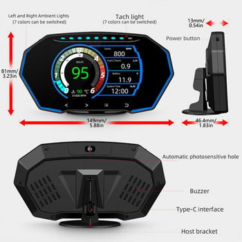 2022 Νεότερο αυτοκίνητο HUD OBD2+GPS Head Up Display Έξυπνο μετρητή οδόμετρου Ψηφιακό οδόμετρο οθόνης Μετρητής οθόνης αυτοκινήτου Συναγερμός αυτοκινήτου Ηλεκτρονικό