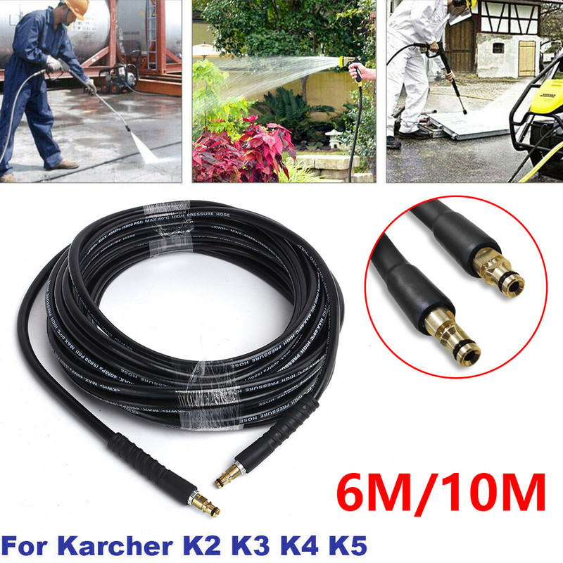 Kiváló minőségű 6M/10M mosótömlő 12mm-8,87mm csatlakozókkal nagynyomású mosóvíztisztító tömlő Karcher K2 K3 K4 K5 K sorozathoz