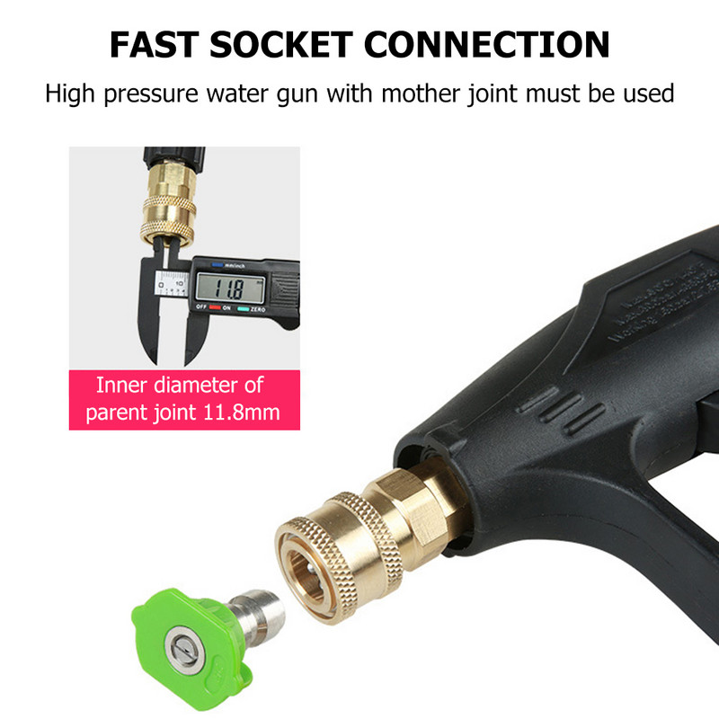 Adaptor pistol pentru spălat cu presiune Adaptor conector rapid de 1/4 inch 5 duze pentru accesorii pentru mașină de spălat auto Karcher K2 K3 K4 K5 K6 K7