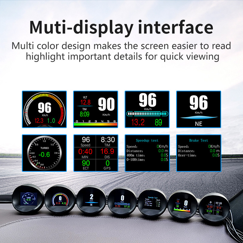 WYOBD P11 OBD HUD Computer de bord Head Up Display Tahometru masina Turbo Presiunea uleiului Temperatura apei Vitezometru GPS Accesorii auto