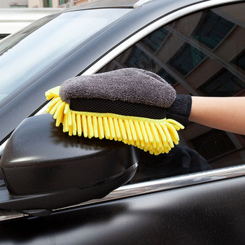 Водоустойчиви ръкавици за автомивка Микрофибър Шенил Дебела ръкавица за почистване на кола Восък Четка за детайли Auto Care Двулицева ръкавица