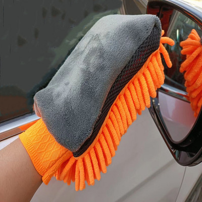 Αδιάβροχα γάντια πλυσίματος αυτοκινήτου Microfiber Chenille Thick Car Cleaning Mitt Wax Detailing Brush Auto Care Γάντι διπλής όψης
