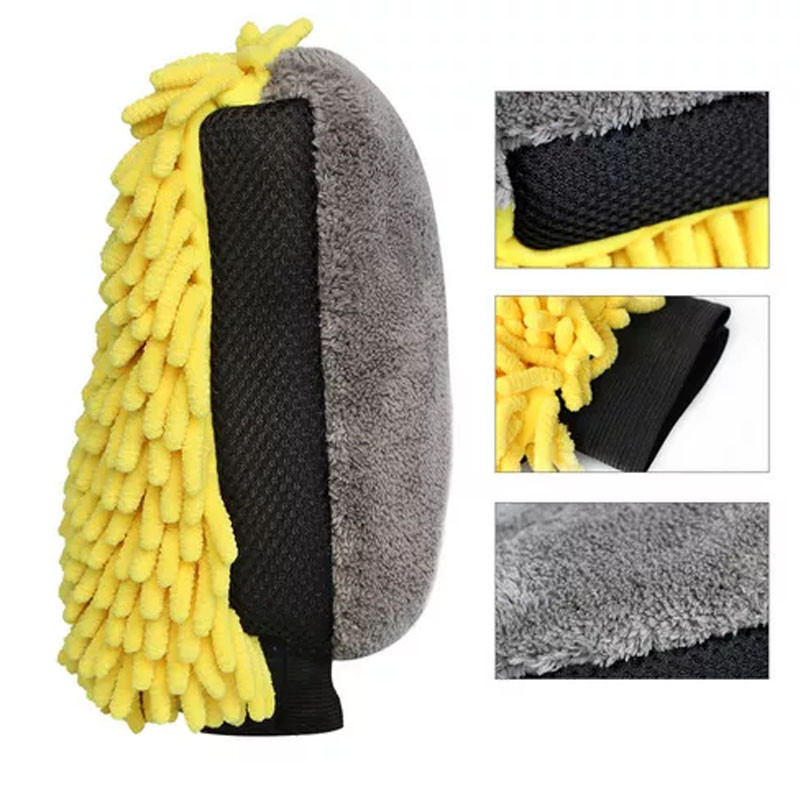 Veekindlad autopesukindad Mikrokiust šenill Paksud autopuhastuskindad Vaha Detailing Hari Autohooldus Kahepoolsed kinnas