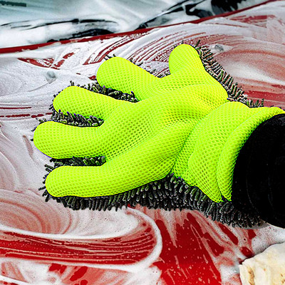 Ръкавици за миене на автомобили с 5 пръста Меки многофункционални двустранни почистващи препарати за измиване на автомобили, мотоциклети, сушилни кърпи, автомивка