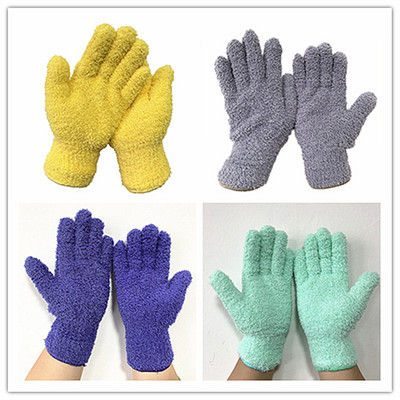 1 чифт ръкавици за автомивка Микрофибърни коралови поларени ръкавици за отстраняване на прах Почистващи домакински абсорбиращи ръкавици Ръкавици за суха коса