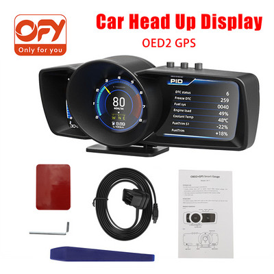 Ecran dublu Head Up Display OBD2 GPS Afișare automată Smart Car HUD Alarmă de securitate Vitezometru Indicator digital Cluster Busolă auto