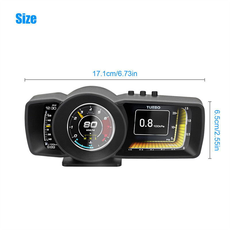 Dual Screen Head Up Display automobila OBD2 GPS Auto Display Smart Car HUD Sigurnosni alarm Brzinomjer Digitalna mjerač Grupa Auto Kompas