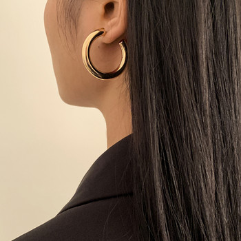Ingemark 2021 Нови големи кръгли обеци с обръч за жени Ретро модни изявления Златен цвят Пънк обеци с чар Парти бижута за уши