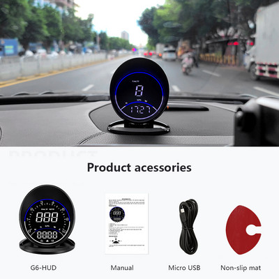 WYOBD G6 GPS HUD Brzinomjer Automatski smjer vožnje Vrijeme Head Up Display Dodaci za automobile Kompatibilan sa svim automobilima