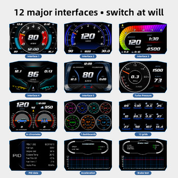 WYOBD P1 Obd2 HUD Οθόνη αυτοκινήτου Gps LED Έγχρωμη ατμόσφαιρα Φως Αυτόματη φωτεινότητα Ηλεκτρονικό μπλε πολυστρωματικό αξεσουάρ αυτοκινήτου Μετρητής κλίσης