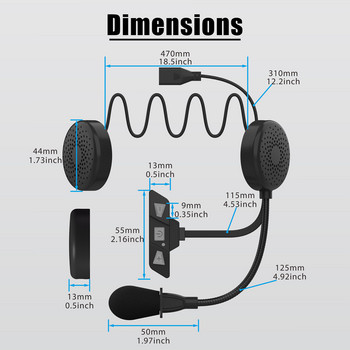 Мотоциклет Bluetooth 5.2 Каска Слушалки Безжични хендсфри Стерео музикален плейър Високоговорител Moto шумопонижаване Водоустойчиви слушалки