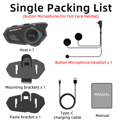 WAYXIN T2 Interkom za motocikle 2Rider Slušalice za kacigu Interkom za motocikle Moto Bluetooth slušalice Interkom za prednja i stražnja sjedala