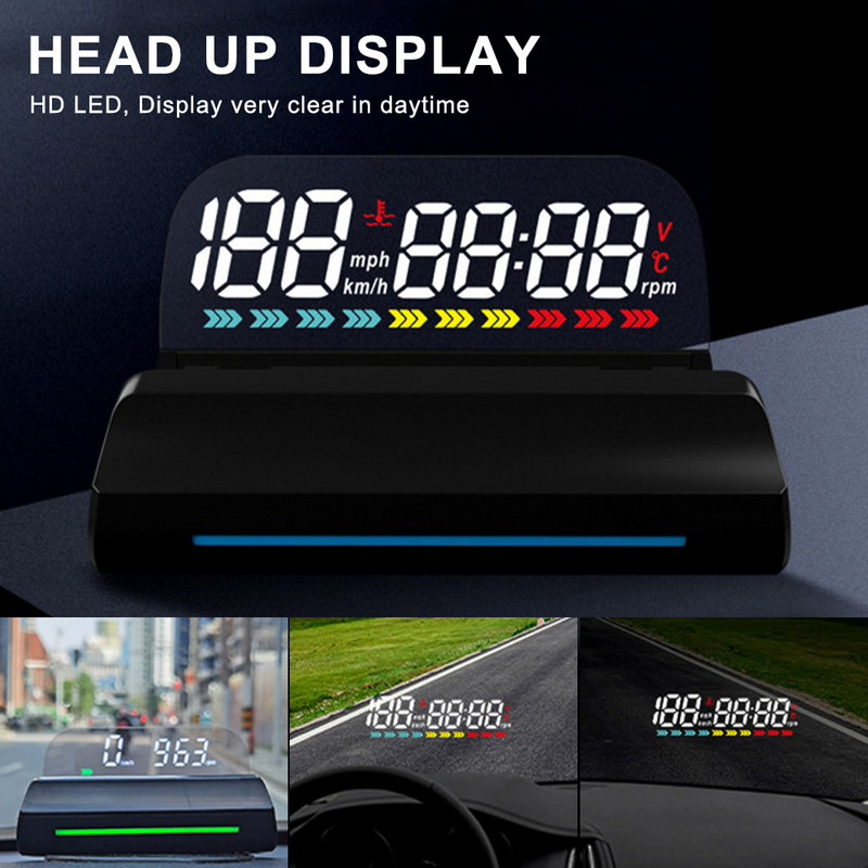 L5 Car HUD Head-Up Display OBD2 Digital Auto Tablou de bord Head-Up Display Kit Styling auto Vitezometru Indicator kilometraj Indicator Alarma de securitate