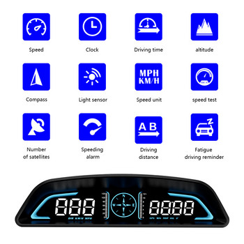 WYOBD G3 GPS HUD Ώρα επί του οχήματος Μετρητής οθόνης Ταχύμετρο Head up Display Αξεσουάρ ταξιδιού αυτοκινήτου κατάλληλο για όλα τα αυτοκίνητα