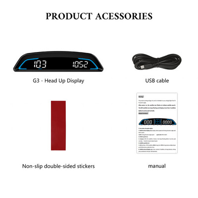 WYOBD G3 GPS HUD Ora de bord Display metru Vitezometru Head up Display Accesorii de călătorie pentru mașină potrivite pentru toate mașinile