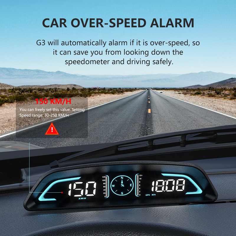 WYOBD G3 GPS HUD Ora de bord Display metru Vitezometru Head up Display Accesorii de călătorie pentru mașină potrivite pentru toate mașinile