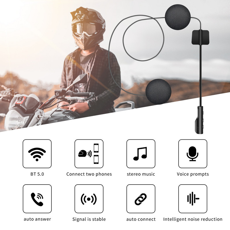 BT23 Motocicletă Bluetooth 5.0 Cască Stereo Căști Căști Moto Difuzor fără fir Căști Apel Mâini Libere Microfon Difuzor