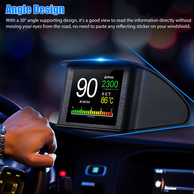 Automobilio saugai T600 Head Up Display Auto OBD2 GPS Kompiuteris Automobilio skaitmeninis OBD važiavimo spidometras Rida Degalų įtampos temperatūra