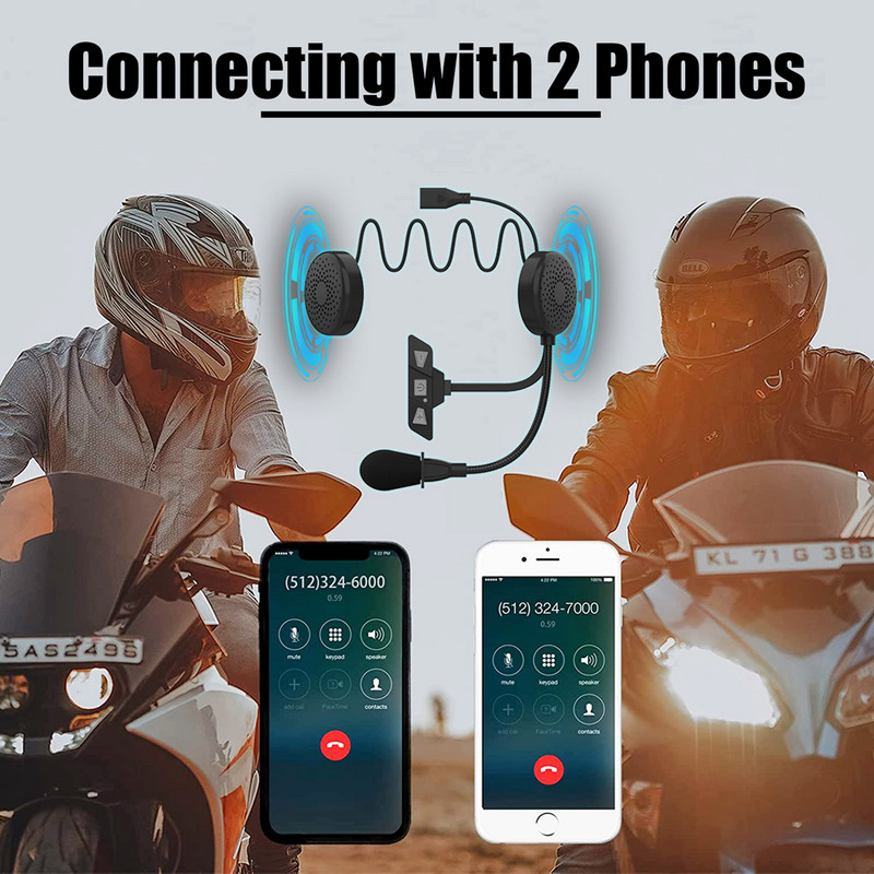 Motorkerékpár Bluetooth 5.2 sisak fejhallgató vezeték nélküli kihangosító sztereó zenelejátszó hangszóró Moto zajcsökkentő vízálló fülhallgató