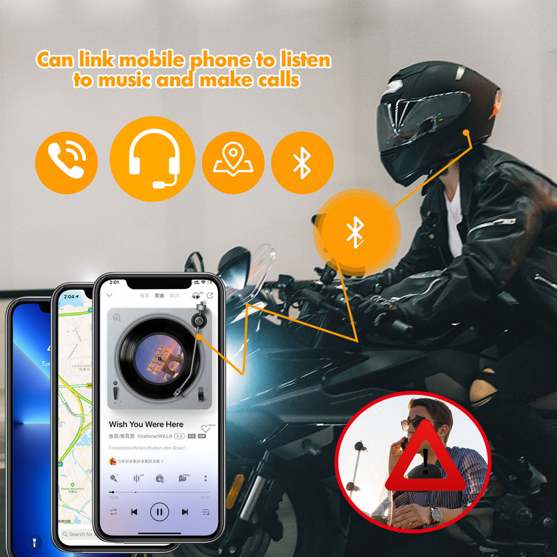 V2 Bluetooth 5.0 motoros sisak Intercom 2 első és hátsó ülések 35M beszélő univerzális párosítás vízálló fülhallgató