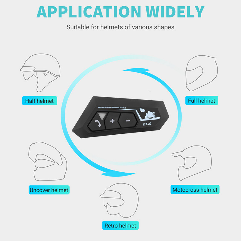 Căști BT22 Bluetooth 5.0 pentru cască Căști pentru motociclete Mâini libere Moto Motociclete Motocicletă Căști interfon fără fir