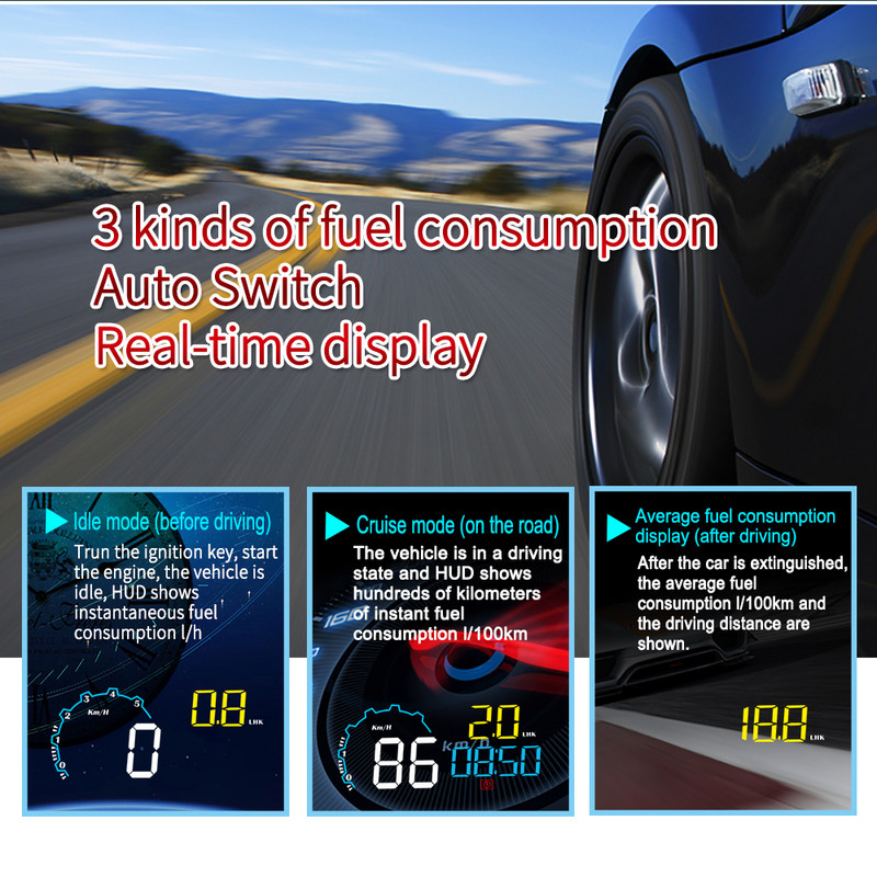 OBD2 HUD Car Head Up Display Oglindă Proiector La bord Kit pentru computer Set de alarmă de securitate digitală Accesorii pentru automobile Electronice