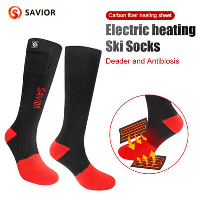 Спасител Зимни отопляеми чорапи Акумулаторни електрически отопляеми ски чорапи Жени Мъже Термос Сноуборд Чорапи Отопление Нагревател за крака НОВ