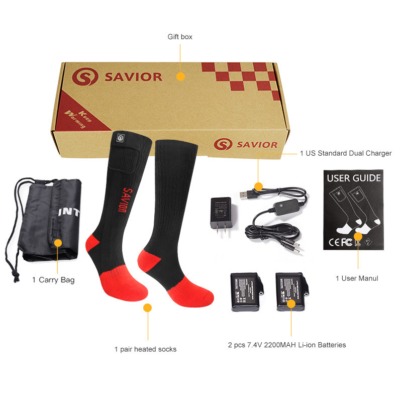 Šildomos žieminės kojinės Savior Įkraunamos elektra šildomos slidinėjimo kojinės Moteriškos Vyriškos Termosas Snieglentės Kojinės Šildomas Pėdų šildytuvas NAUJIENA
