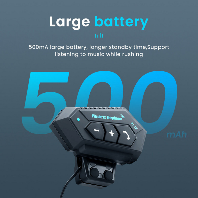 BT12 Мотоциклетна каска Слушалки Комплект за разговор със свободни ръце Стерео против смущения Водоустойчив Музикален плейър Високоговорител Безжични слушалки