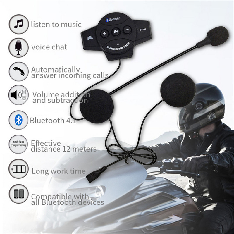 Căști cu cască pentru motocicletă Bluetooth BT10 Căști fără fir pentru călărie Căști cu mâini libere stereo pentru motociclete