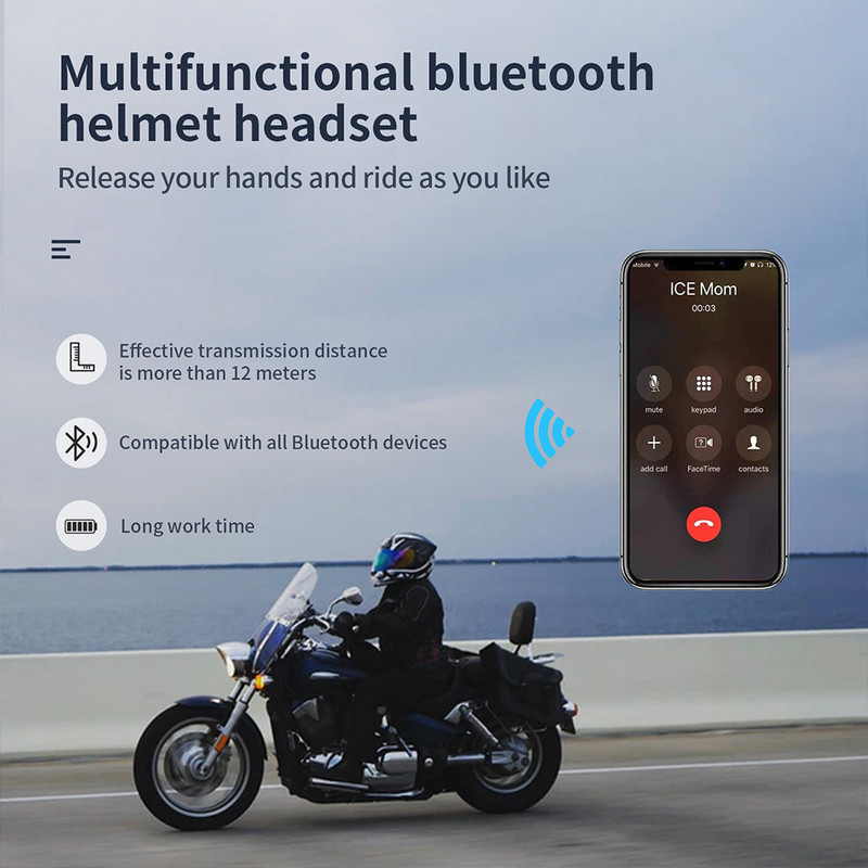 Căști cu cască pentru motocicletă Bluetooth BT10 Căști fără fir pentru călărie Căști cu mâini libere stereo pentru motociclete