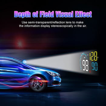 OBDHUD C600 OBD2 HUD Ταχύμετρο αυτοκινήτου Head-Up Display Ηλεκτρονικό ψηφιακό όργανο Προβολέας συναγερμού ταχύτητας MPH KMH