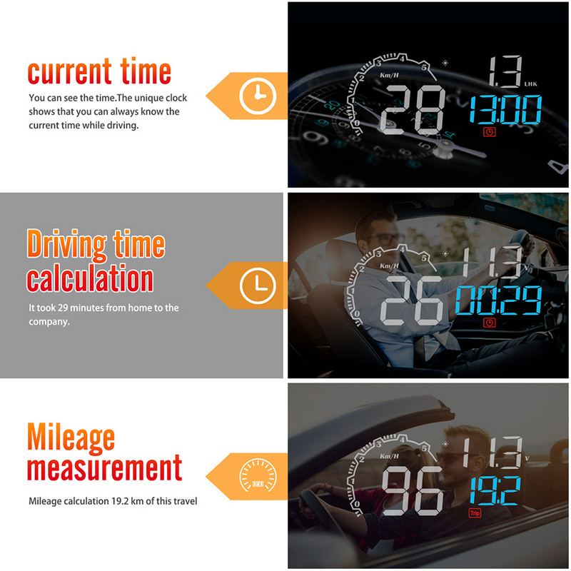 OBDHUD C600 OBD2 HUD Vitezometru auto Afișaj Head-Up Instrument digital electronic Alarmă de viteză Proiector MPH KMH