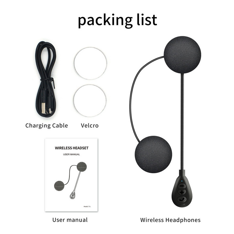 Căști Bluetooth fără fir T6 Cască de reducere a zgomotului Căști cu muzică stereo Căști Răspuns automat la telefon pentru motocicletă