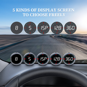OBDHUD G5 GPS HUD Έξυπνος ψηφιακός μετρητής χιλιομέτρων ταχύτητας Αυτόματος συναγερμός Οθόνη κεφαλής προς τα επάνω για όλα τα αυτοκίνητα Προβολέας γενικής χρήσης πυξίδας