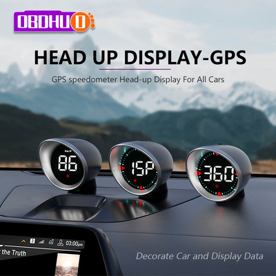 OBDHUD G5 GPS HUD Интелигентен цифров скоростомер Измервател на километража Превишена скорост Автоматична аларма Head Up Display за всички автомобили Универсален компас проектор