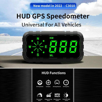 1 τεμ Hud Speed Χιλιομετρητής Χιλιόμετρα Αυτοκινήτου Head Up Οθόνη Πυξίδα GPS Ταχύμετρο Υπερταχύτητας Ψηφιακός Συναγερμός Ταχύτητας Αυτοκίνητο ηλεκτρονικό