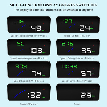 WYING P9 OBD2 HUD Αυτοκινήτου Ψηφιακά αυτόματα ταχύμετρα Head Up Εμφάνιση θερμοκρασίας νερού αυτοκινήτου Συναγερμός τάσης Έξυπνα αυτόματα εργαλεία