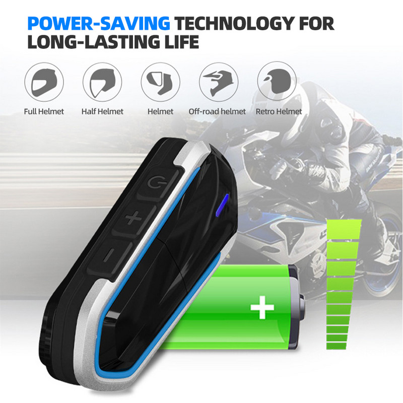 Cască Moto Bluetooth V4.1 Cască Motocicletă Radio FM Căști Stereo Mâini libere Impermeabil pentru programe FM Navigație GPS