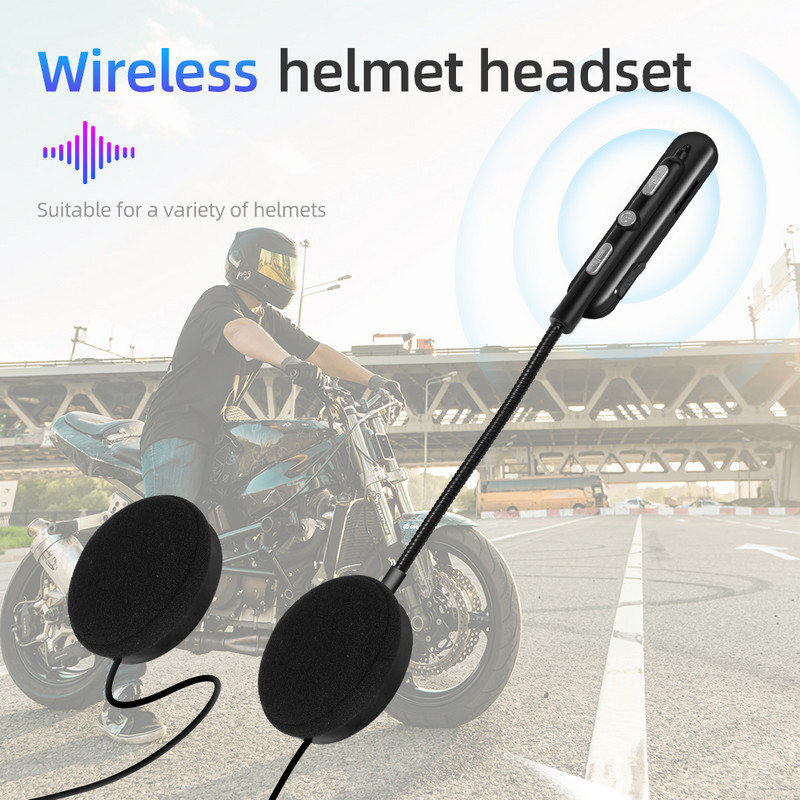 Cască cu cască pentru motor Bluetooth V5.0 Căști stereo fără fir pentru motociclete Suport difuzor Răspuns automat Apel Mâini libere Microfon
