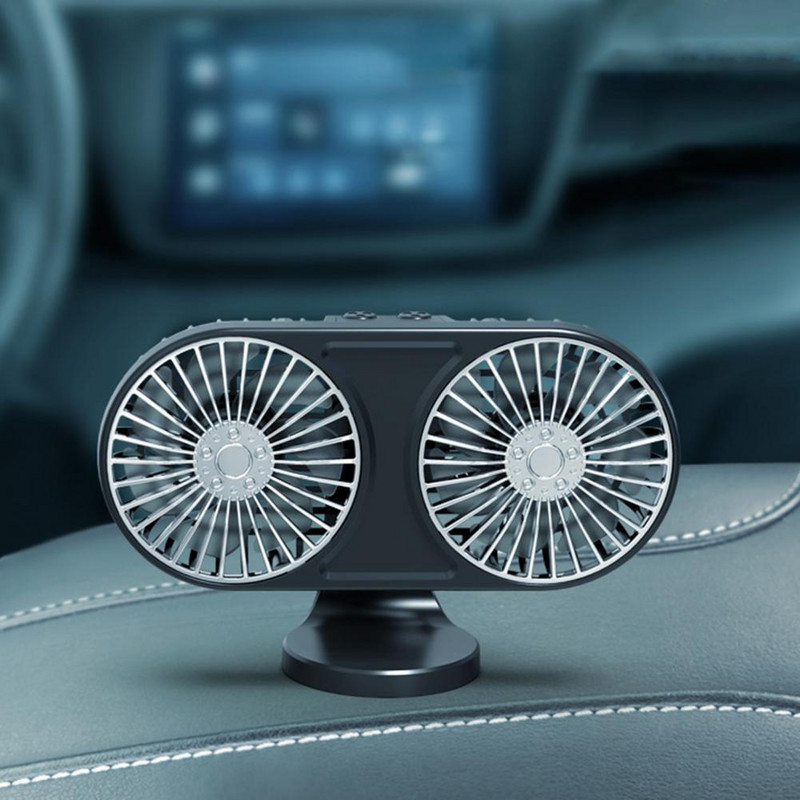 Răcitor de aer pentru mașină Convenabil cu 7 lame de ventilator cu lumină ambientală Ventilator electric de răcire pentru mașină cu două capete pentru automobile