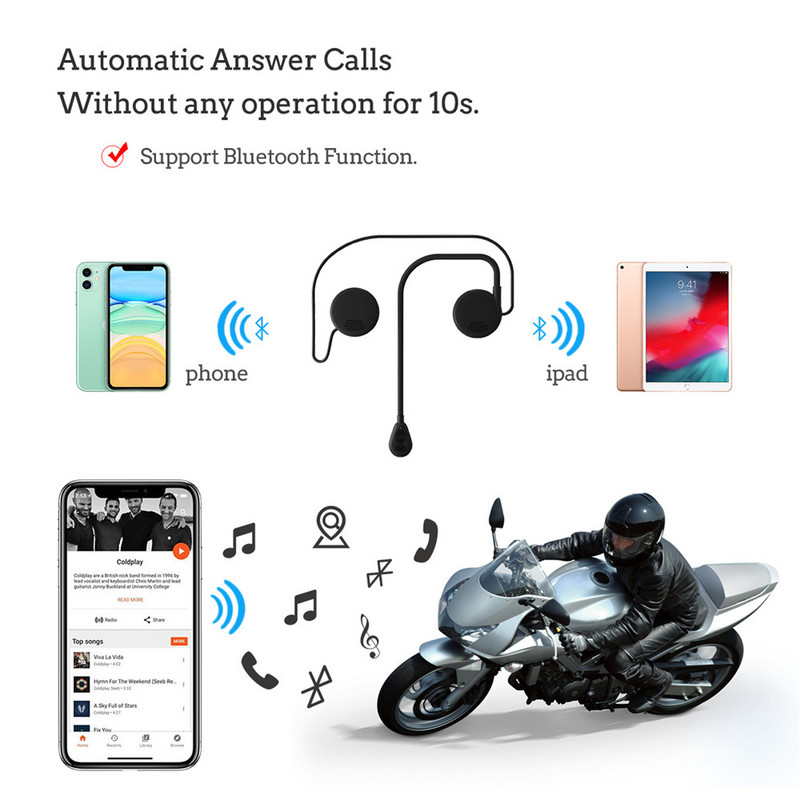 Cască Moto Căști Bluetooth 5.0 Căști pentru motociclete Difuzor ultra-subțire fără fir Căști Apel Mâini libere Player muzical MP3
