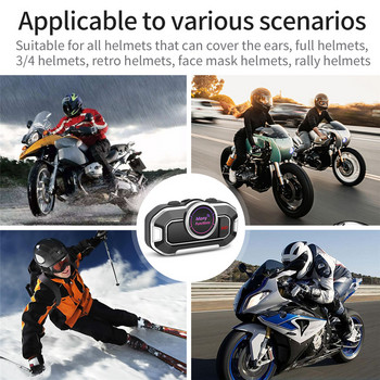 V9 Helmet Headset Bluetooth 5.0 Intercom ABS Hands-free Interphone Music Player Helmet Intercom Headsets for Motorbike