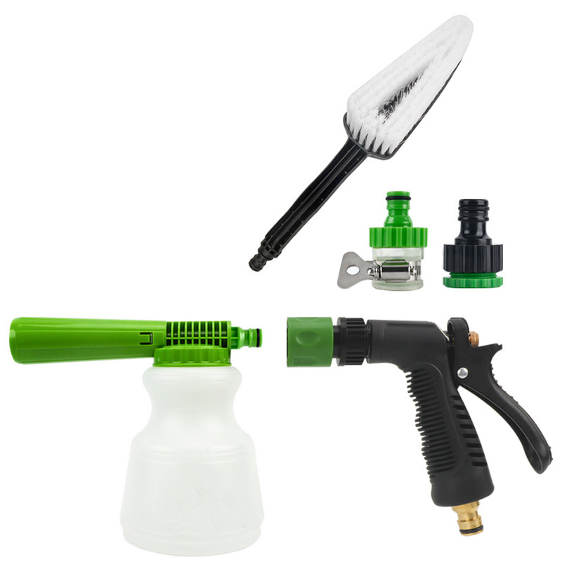 Furtun de grădină Kit pistol cu spălătorie pentru spălarea mașinii Pistol cu pulverizare pentru curățarea mașinii Perie Furtun de apă Kit pistol cu săpun Kit de curățare cu spumă