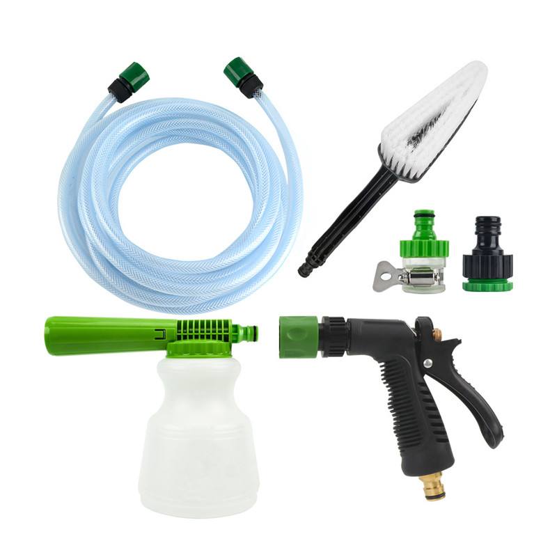 Furtun de grădină Kit pistol cu spălătorie pentru spălarea mașinii Pistol cu pulverizare pentru curățarea mașinii Perie Furtun de apă Kit pistol cu săpun Kit de curățare cu spumă